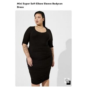 Torrid Black Mini Super Soft Plush Elbow Sleeve Body Con Dress NWT 3x